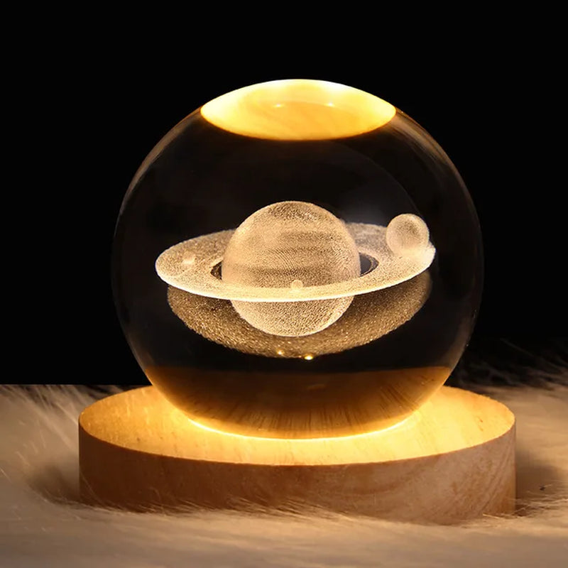 USB Night Light LED Crystal Ball Table Lamp 3D Moon Planet Galaxy Decor for Home Table Lamp Party Toys for Kids Adult Xmas Gifts